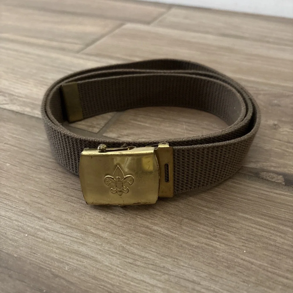 Vintage Boy Scout Belt Memorabilia Uniform Adjustable Cloth Brass Buckle 48 Inch